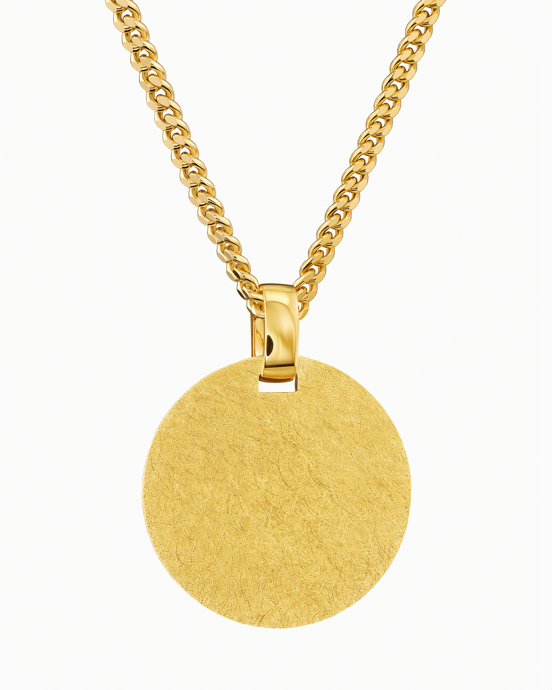 Graveerplaatjes halsketting hanger rond ijs mat