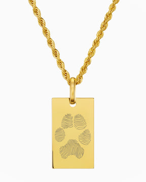 Paw print graveerplaten halsketting hanger rechthoek