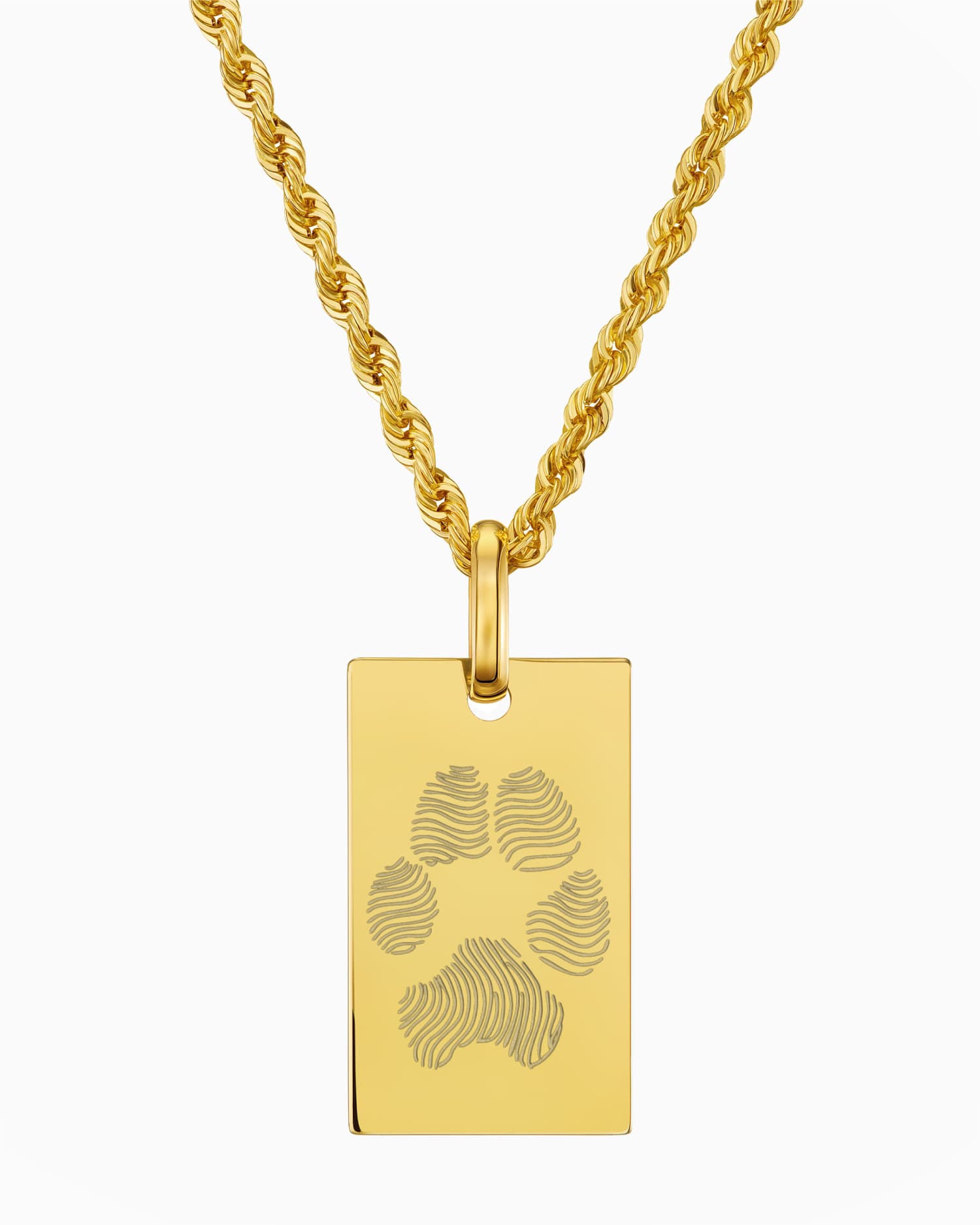 Paw print graveerplaten halsketting hanger rechthoek