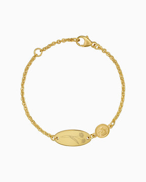 Geboorte bloem graveren armband graveerplaat beschermengel
