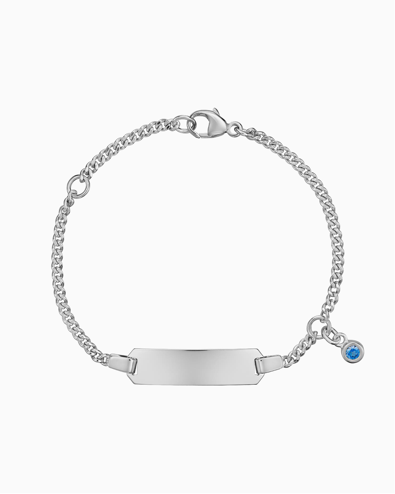 Graveerarmband graveerplaatje zirkonia blauw
