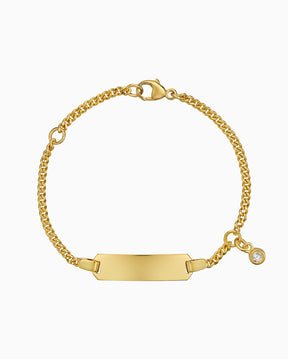 Graveerarmband graveerplaatje zirkonia blauw