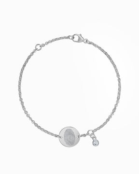 Vingerafdruk graveerarmband graveerplaatje ronde zirkonia