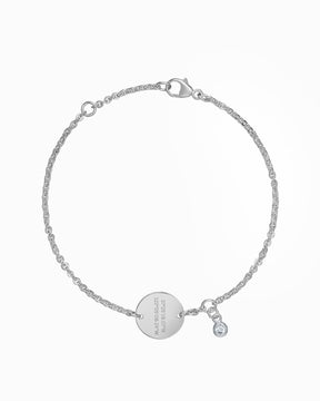 Coordinaten graveerarmband graveerplaatje ronde zirkonia