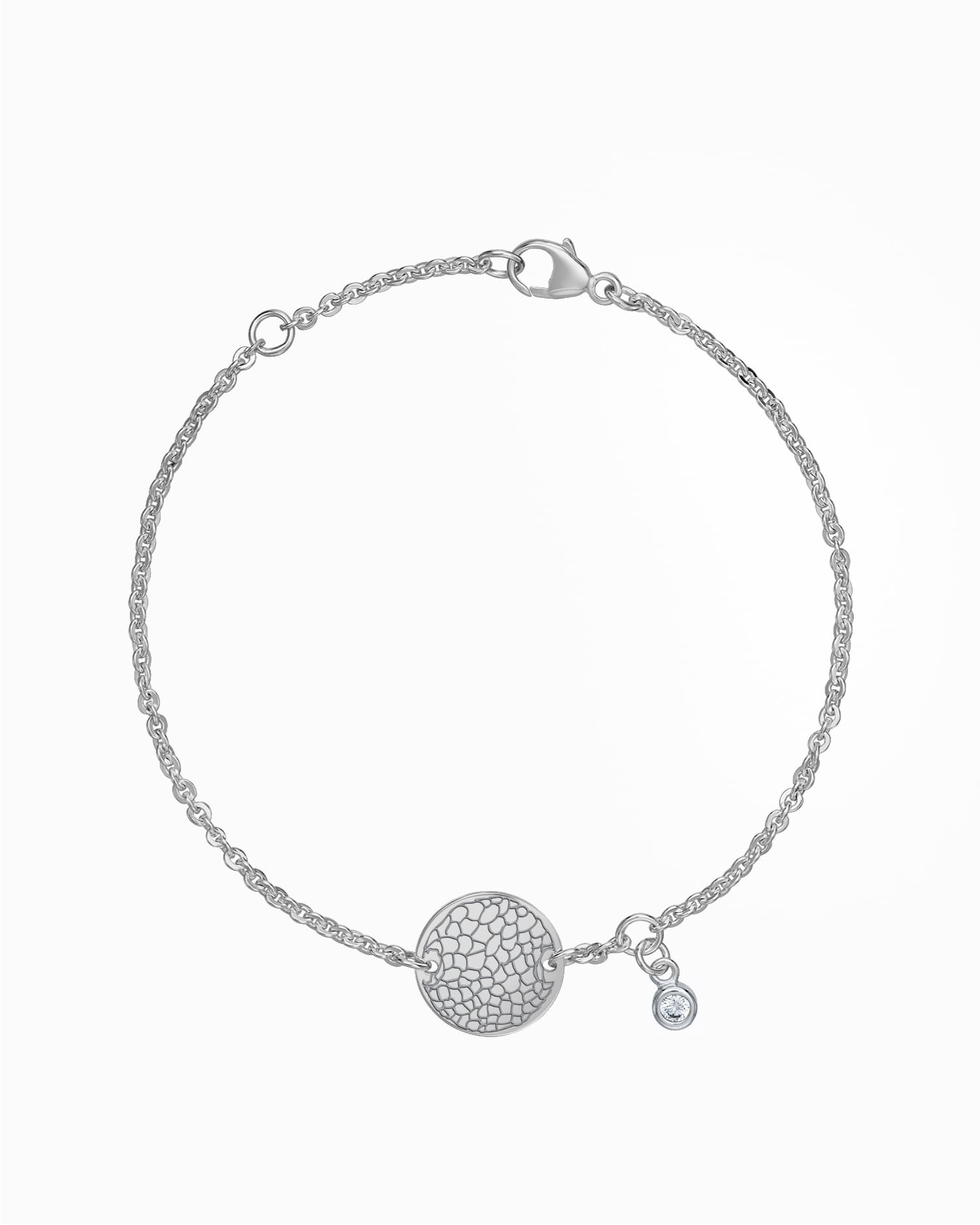 Neus print graveren armband graveerplaatje ronde zirkonia