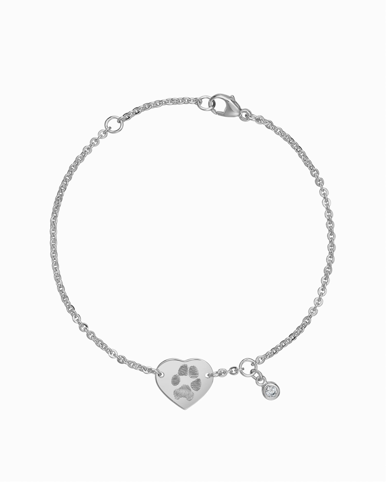 Pootafdruk graveerarmband graveerplaatje hart zirconia