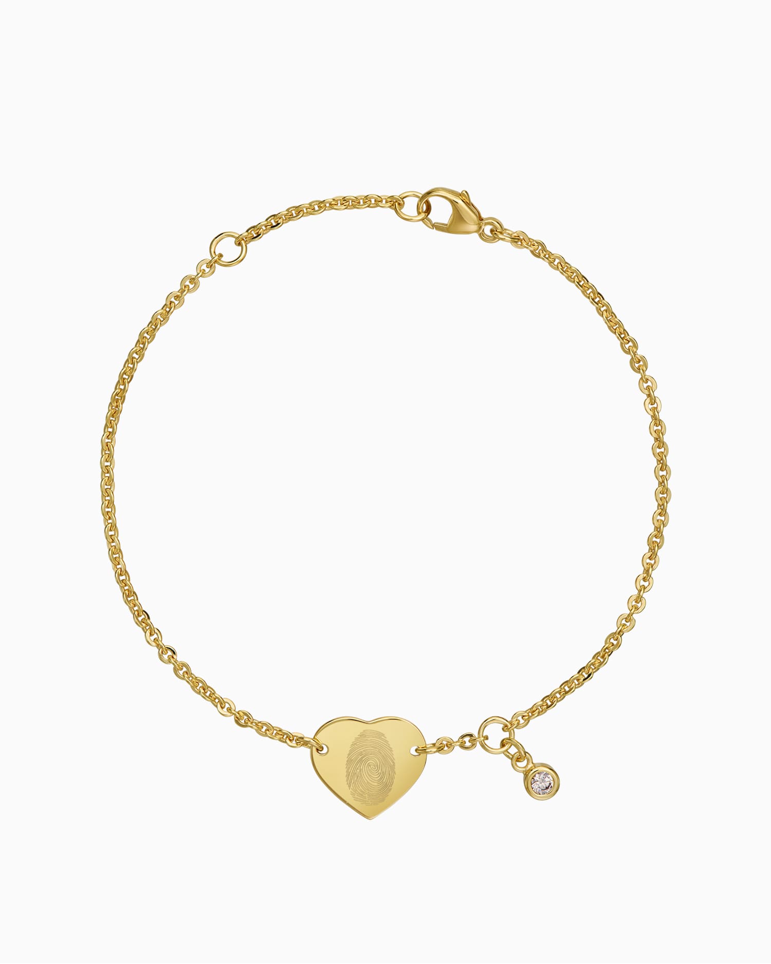 Vingerafdruk graveren armband graveren plaat hart zirconia