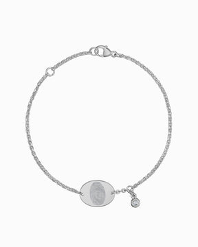 Vingerafdruk graveren armband graveerplaat ovale zirkonia
