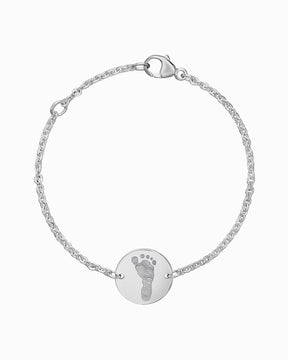 Voetafdruk graveerarmband graveerplaatje rond