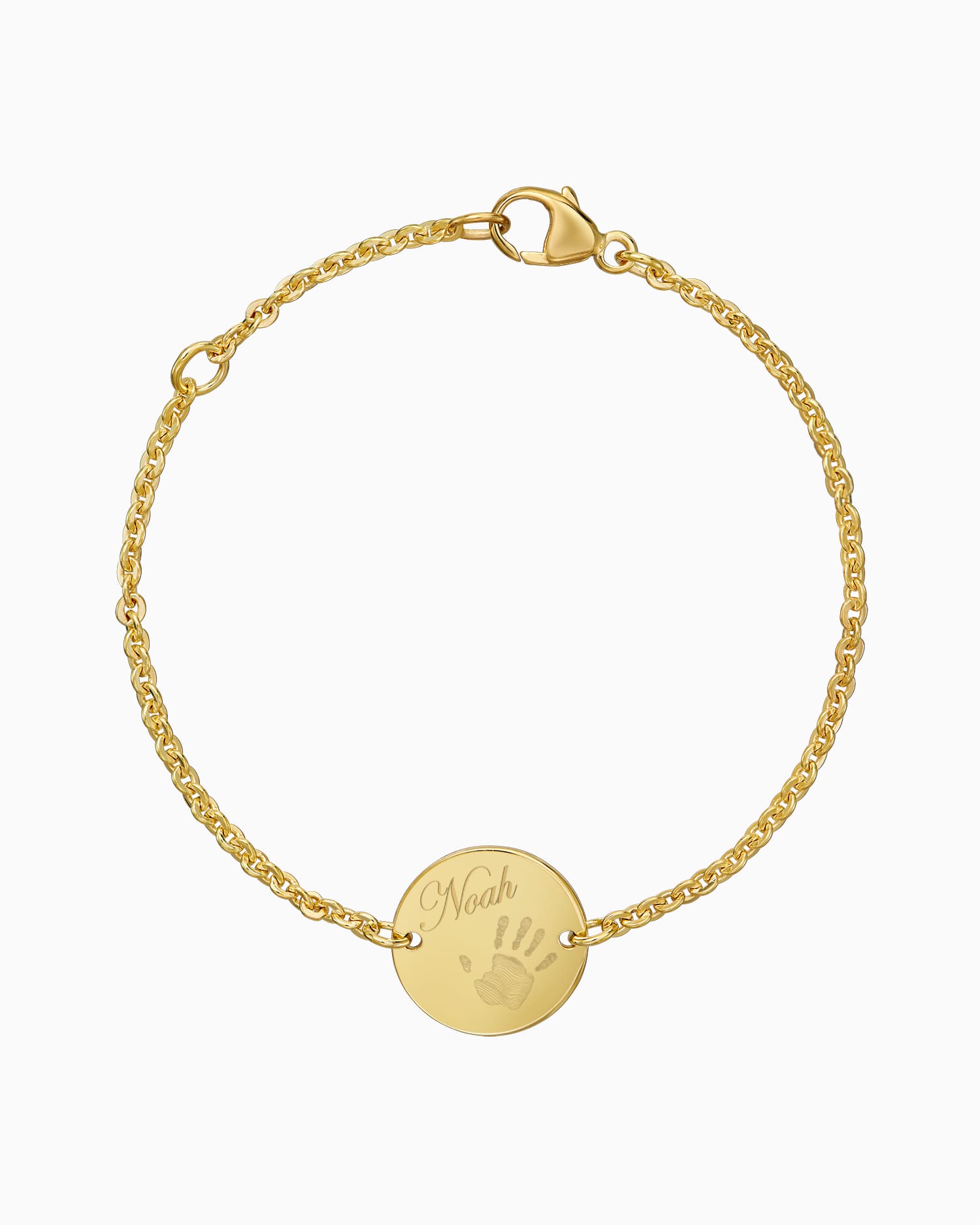 Handafdruk graveerarmband graveerplaatje rond