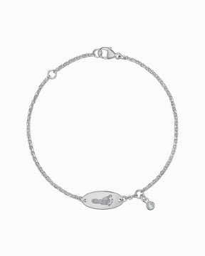 Voetafdruk graveerarmband graveerplaat ovaal zirkonia