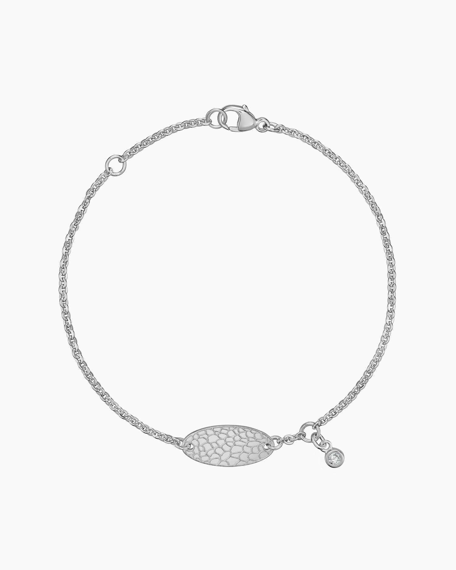 Pootafdruk graveerarmband graveerplaatje ovale zirkonia
