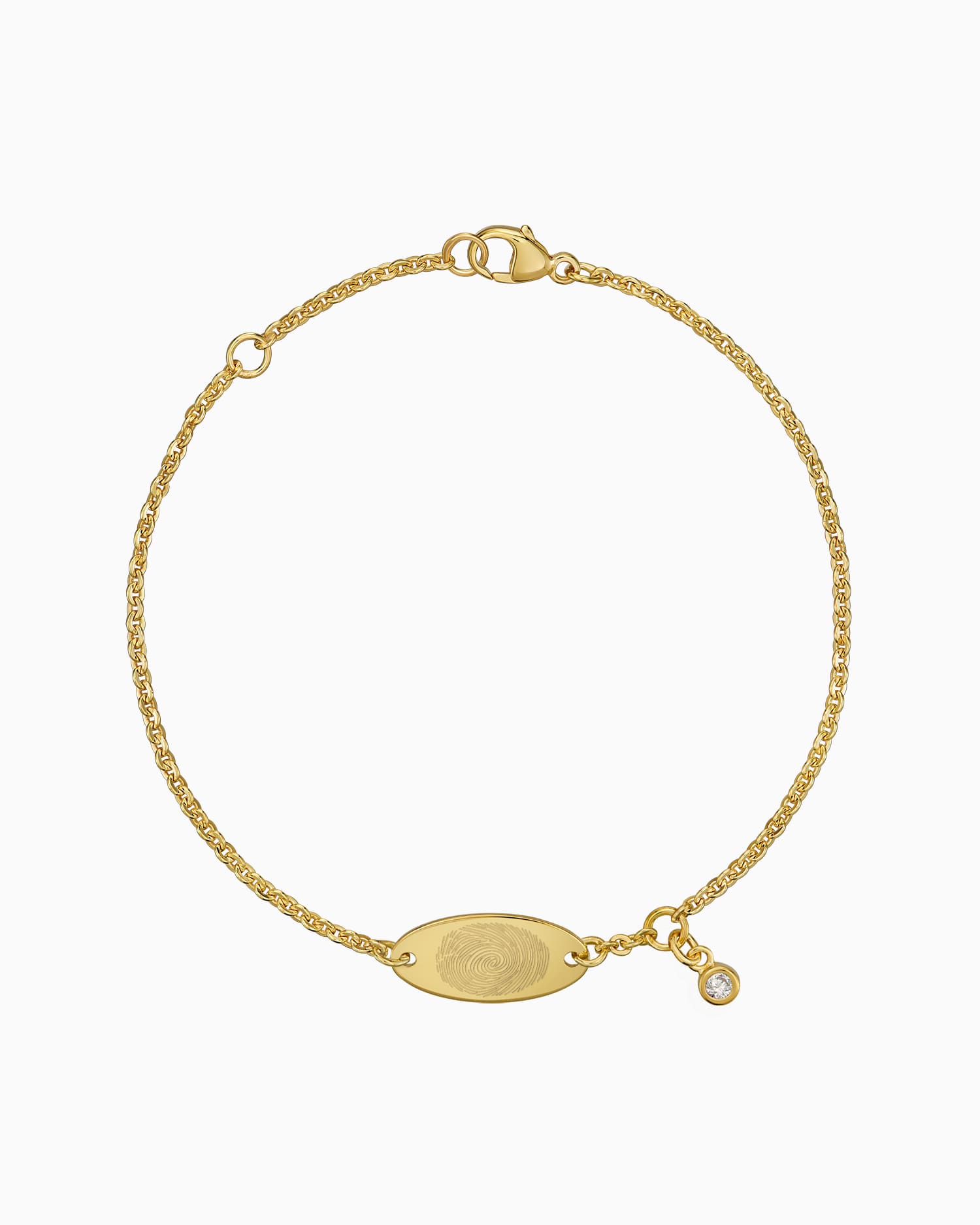 Vingerafdruk graveren armband graveerplaat ovale zirkonia