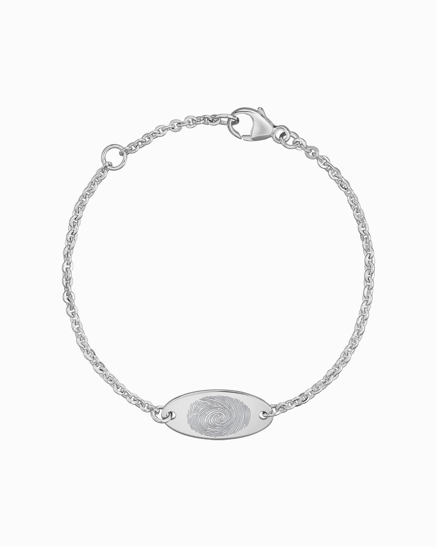 Vingerafdruk graveren armband graveerplaat ovale zirkonia