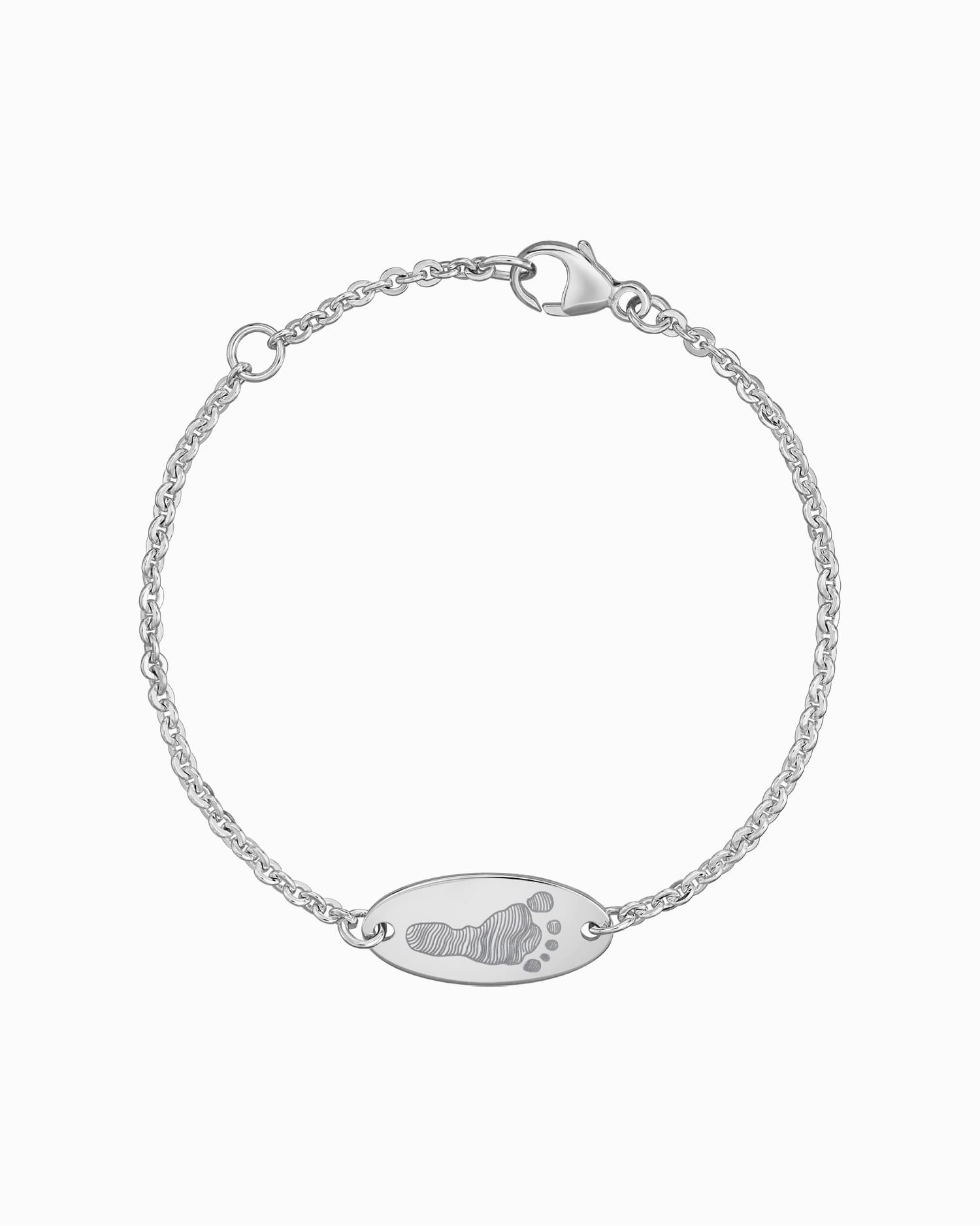 Voetafdruk graveerarmband graveerplaat ovaal zirkonia