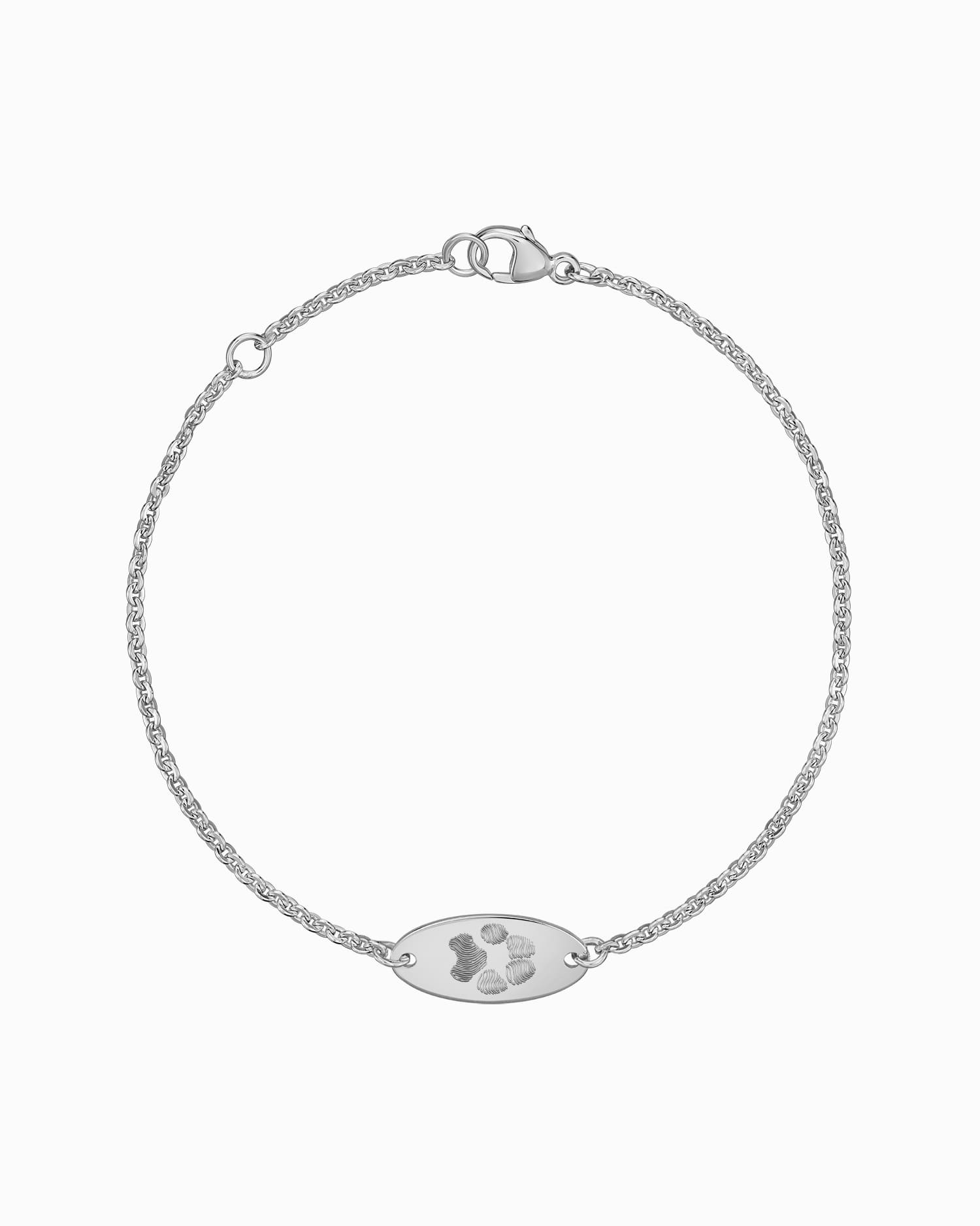 Pootafdruk graveerarmband graveerplaatje ovale zirkonia