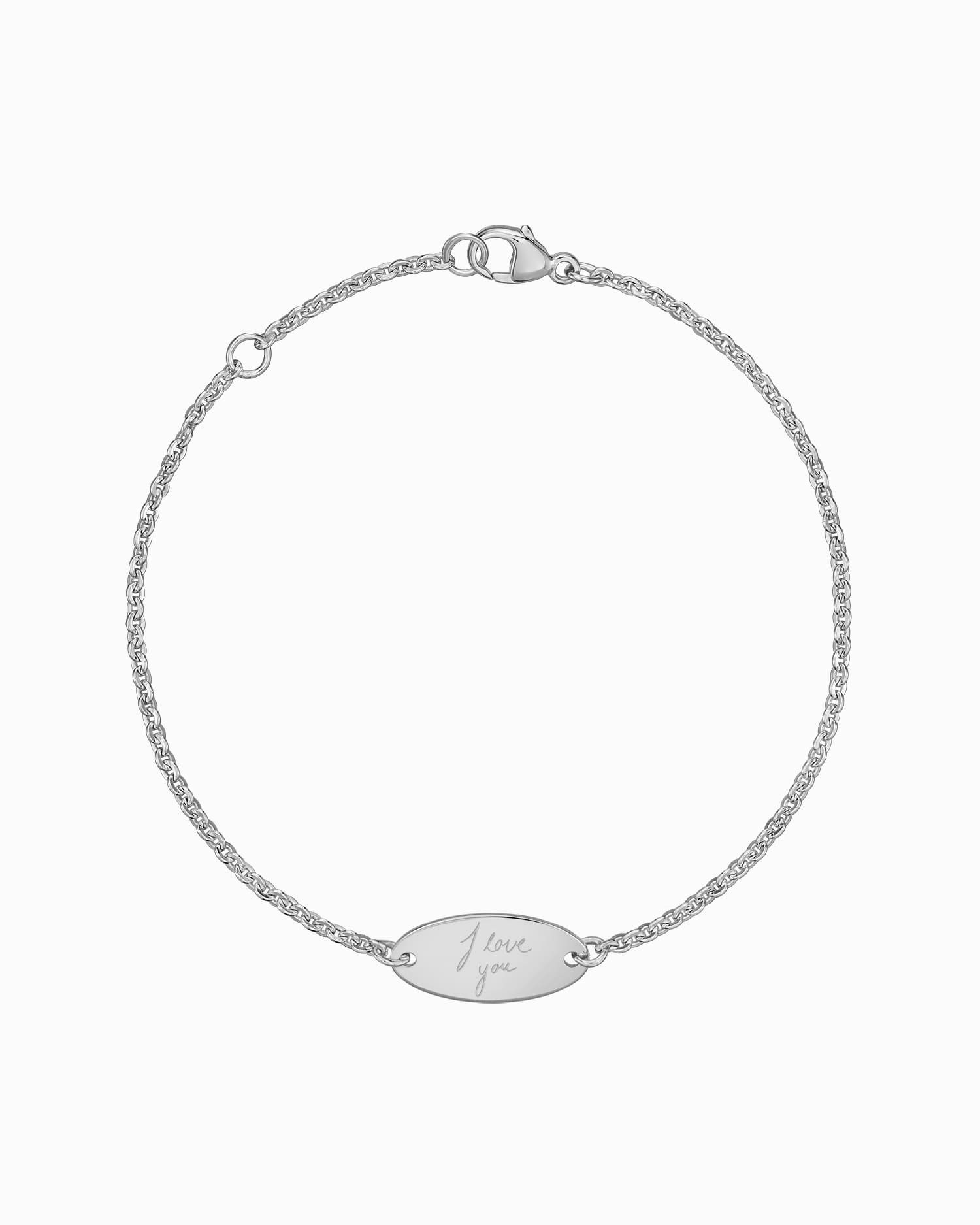 Handschrift Upload graveren armband graveerplaat ovale zirkonia