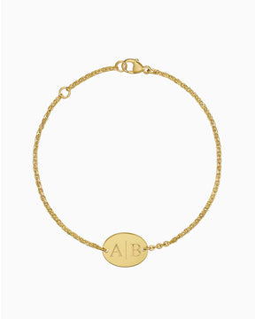 Initialen graveren armband graveerplaat ovaal