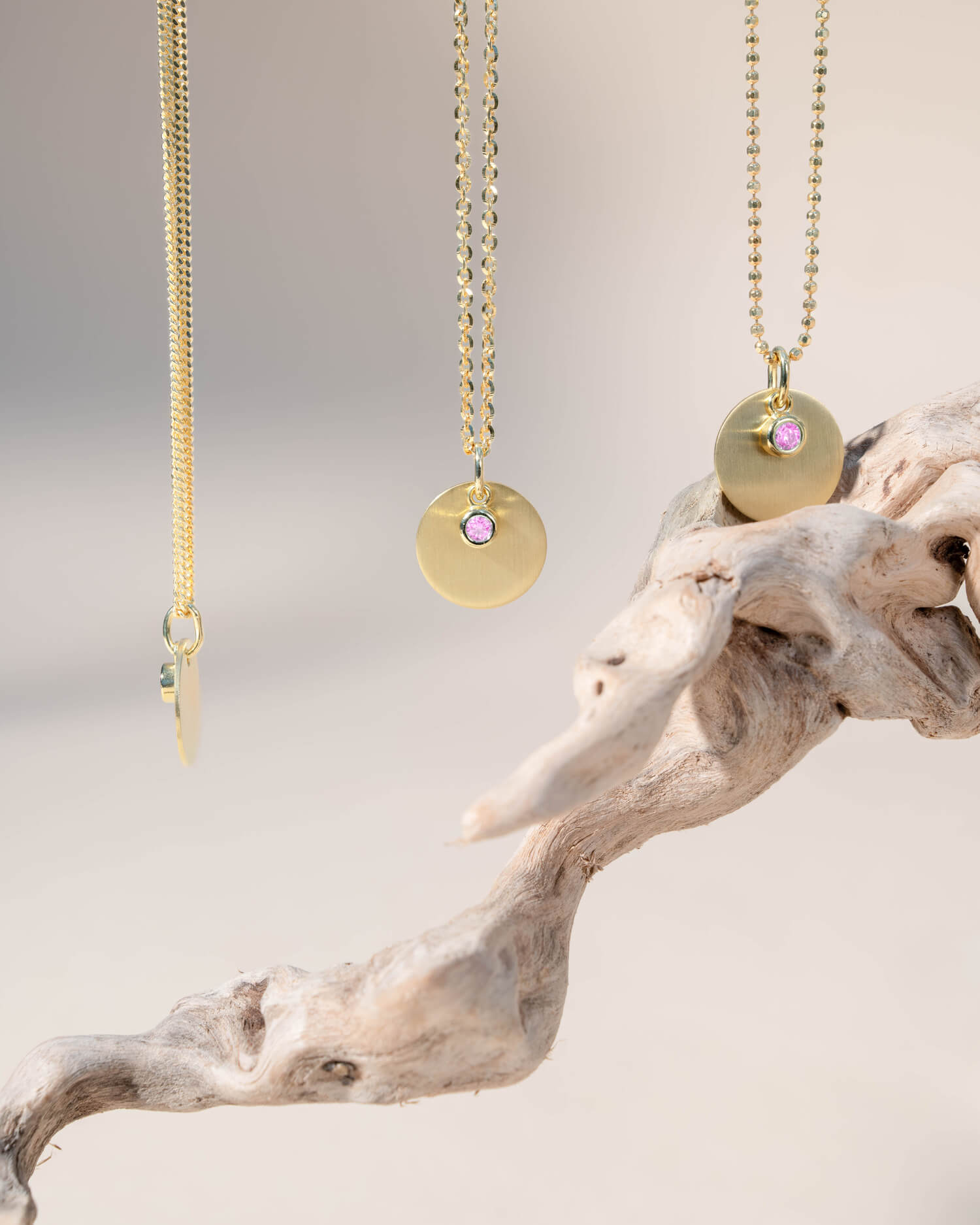 Graveerplaatjes hanger collier zirkonia roze 12mm