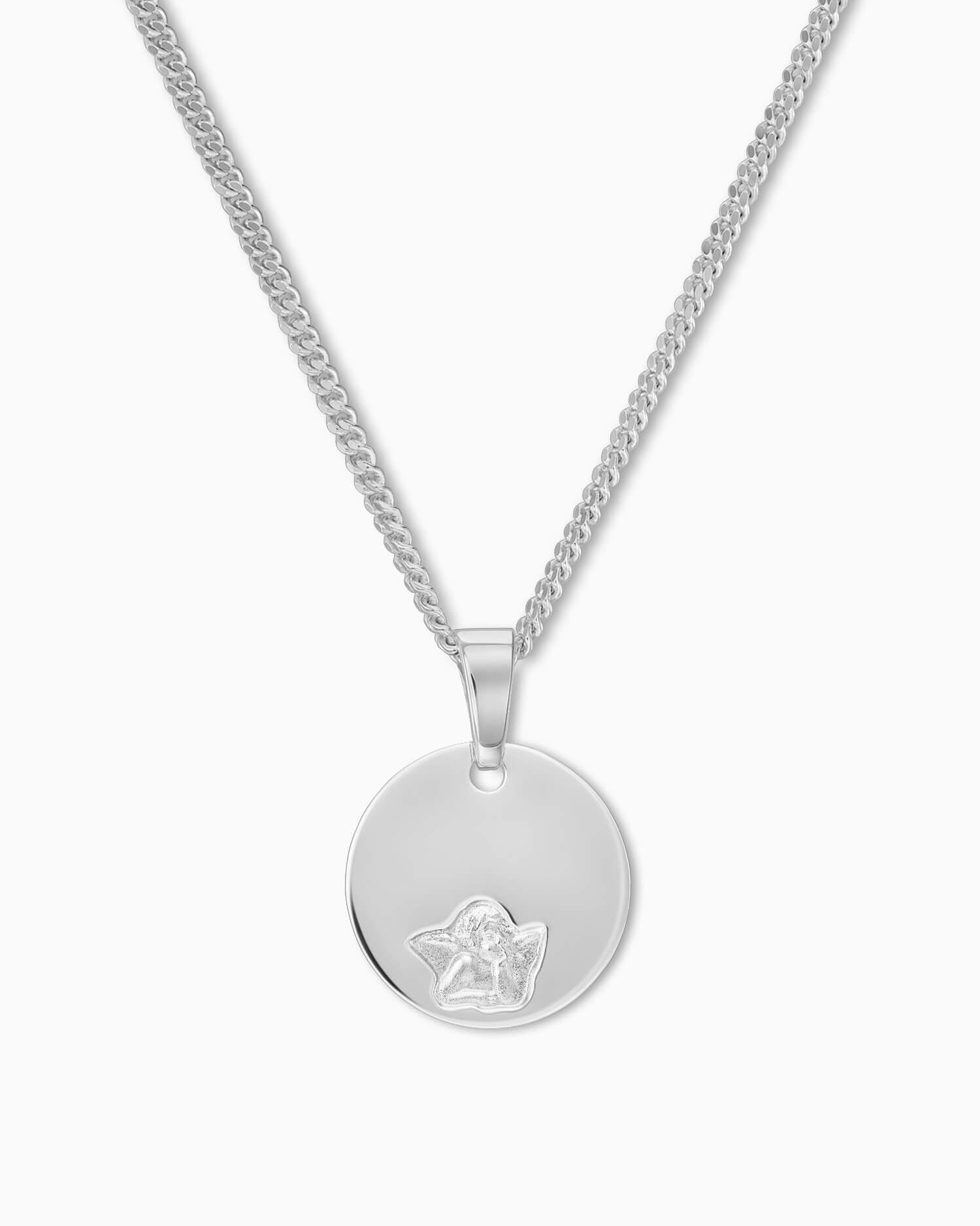 Graveerplaatjes hanger ketting beschermengel 12mm