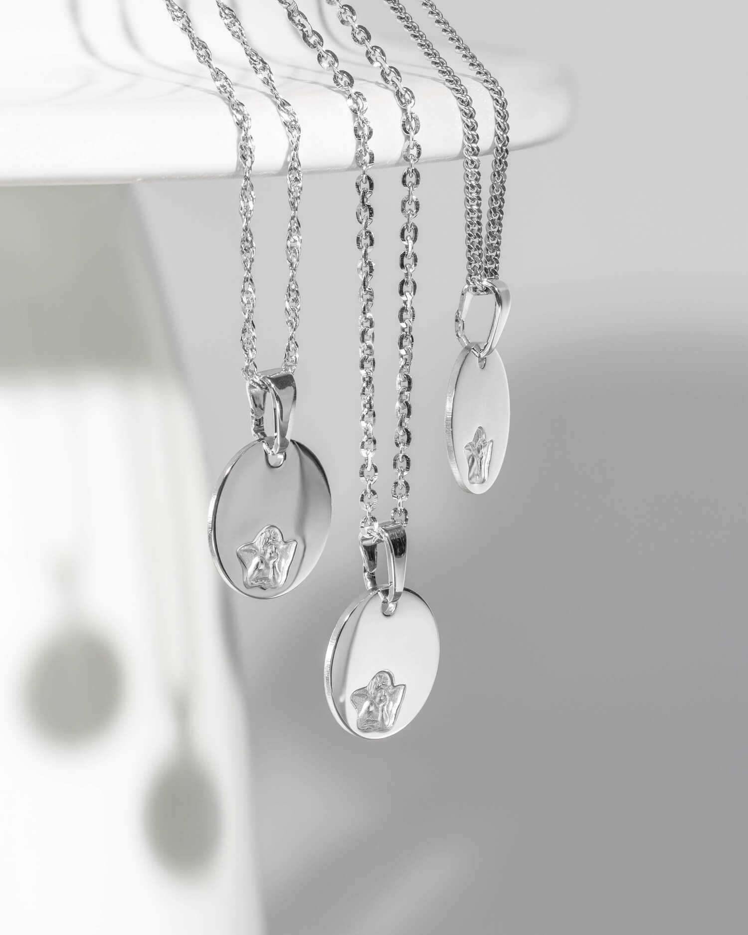 Graveerplaatjes hanger ketting beschermengel 12mm