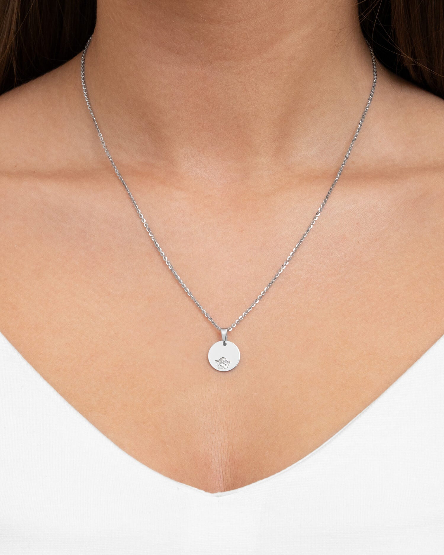 Graveerplaatjes hanger ketting beschermengel 12mm
