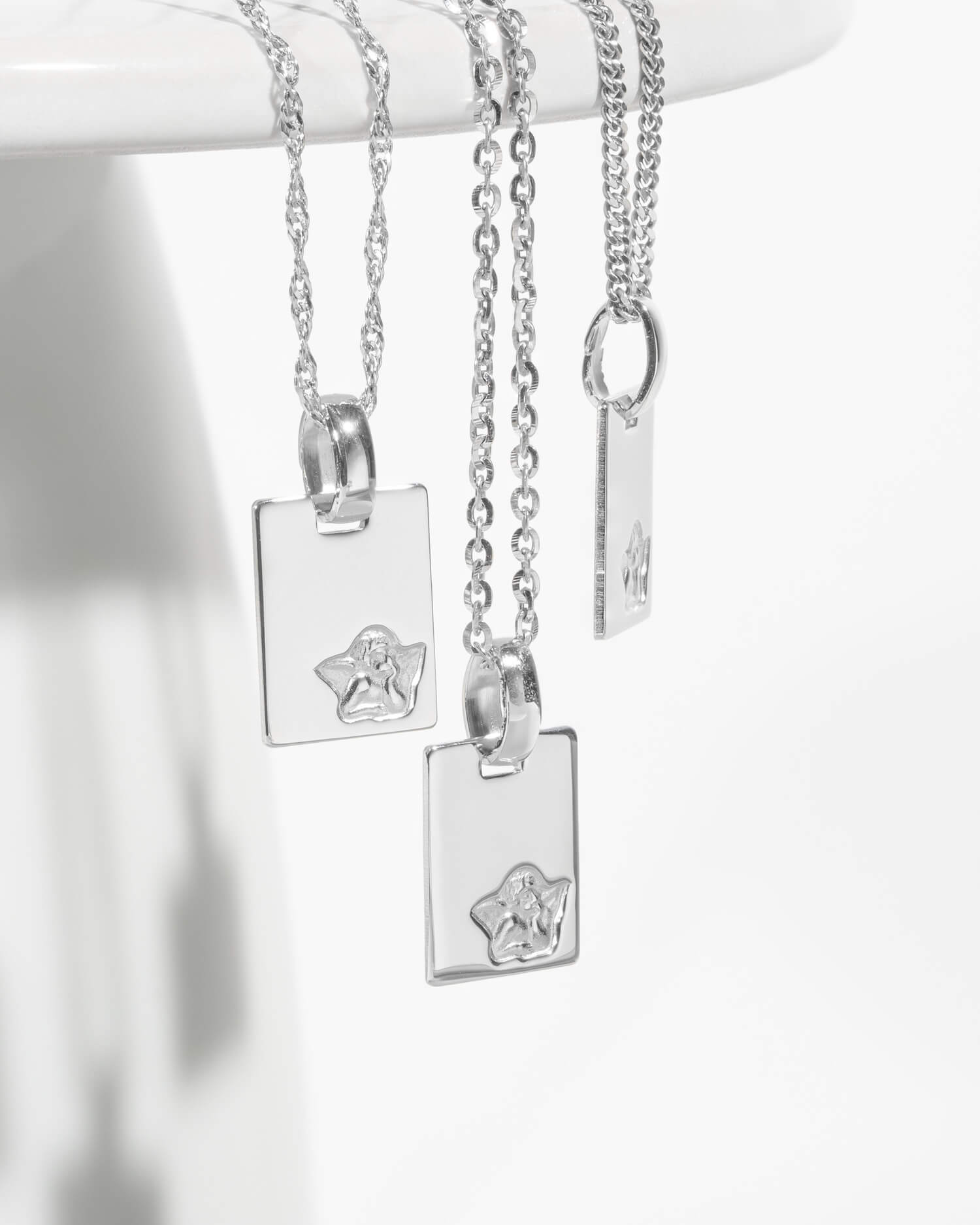 Graveerplaatjes hanger ketting beschermengel
