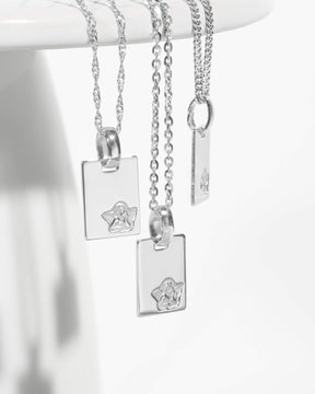 Graveerplaatjes hanger ketting beschermengel
