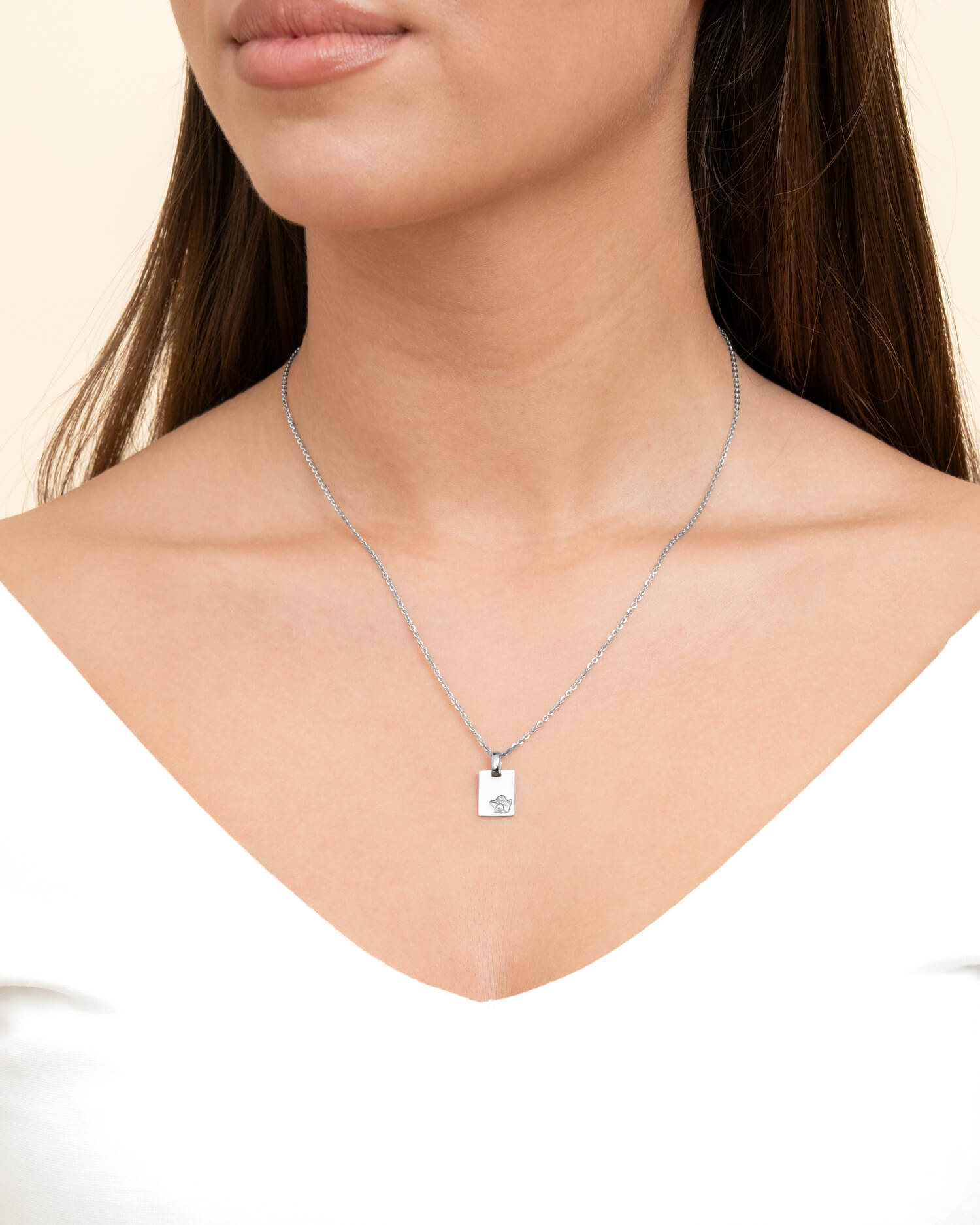 Graveerplaatjes hanger ketting beschermengel