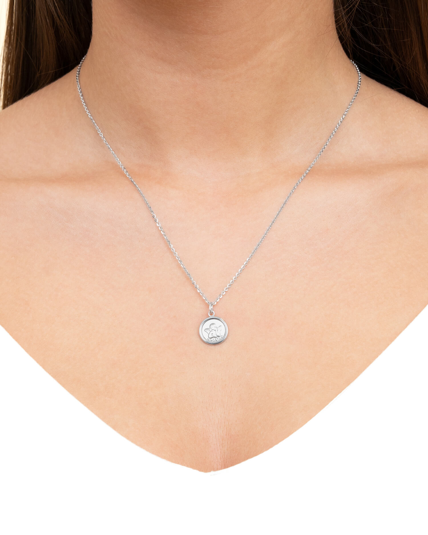Graveerplaatjes hanger ketting beschermengel