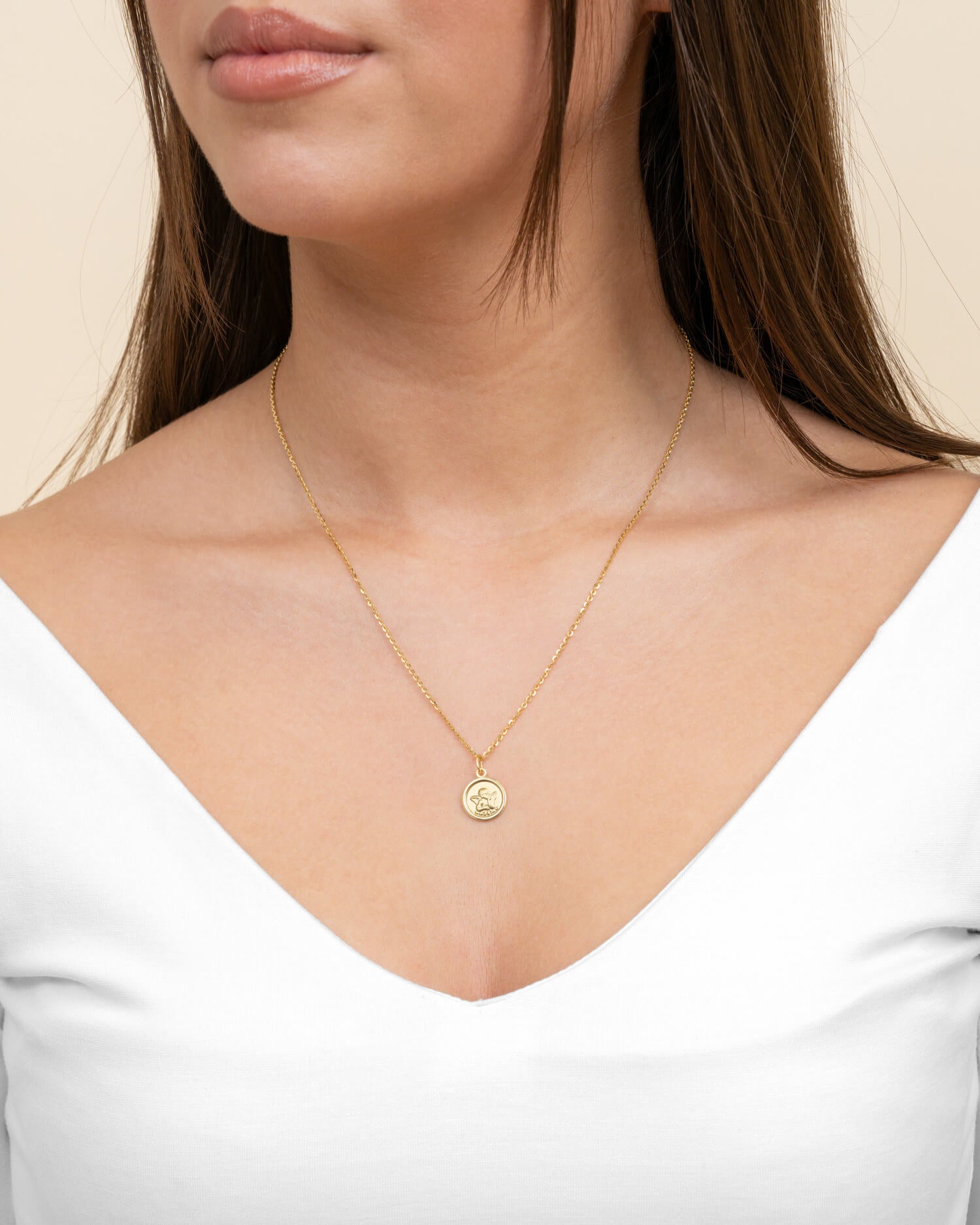 Graveerplaatjes hanger ketting beschermengel