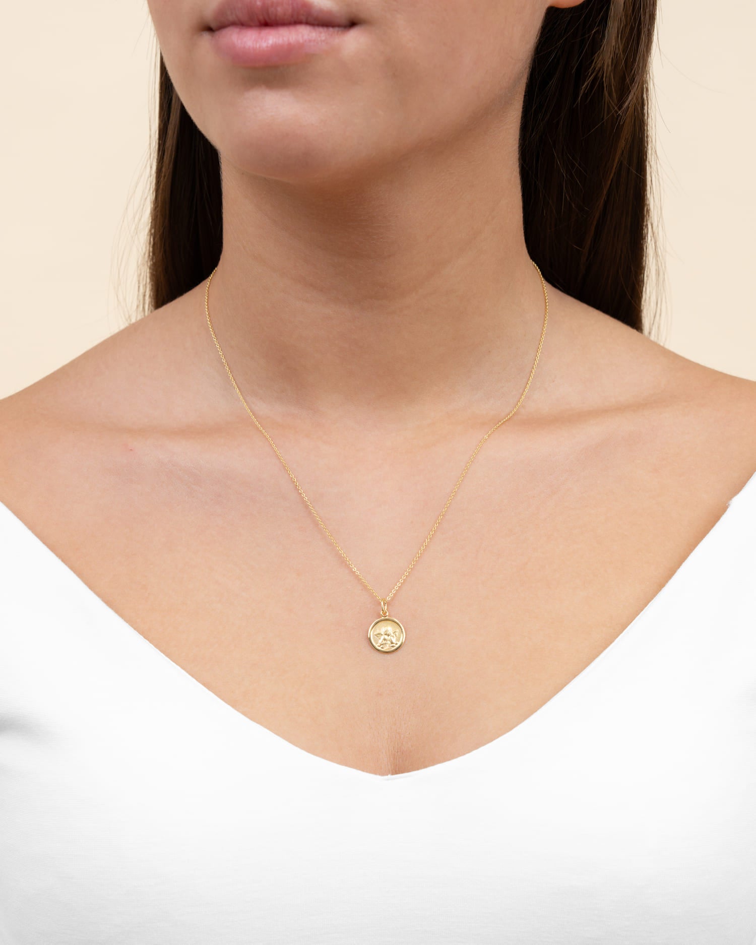 Graveerplaatjes hanger ketting beschermengel