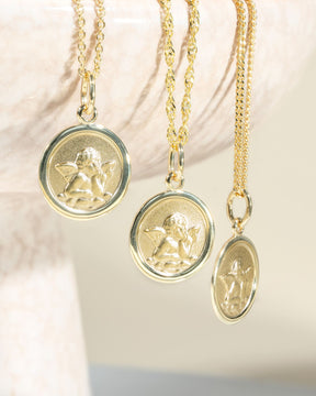 Graveerplaatjes hanger ketting beschermengel