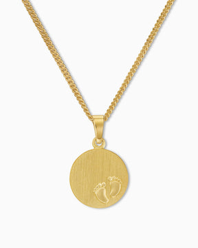Graveerplaatjes hanger ketting baby voetjes 12mm