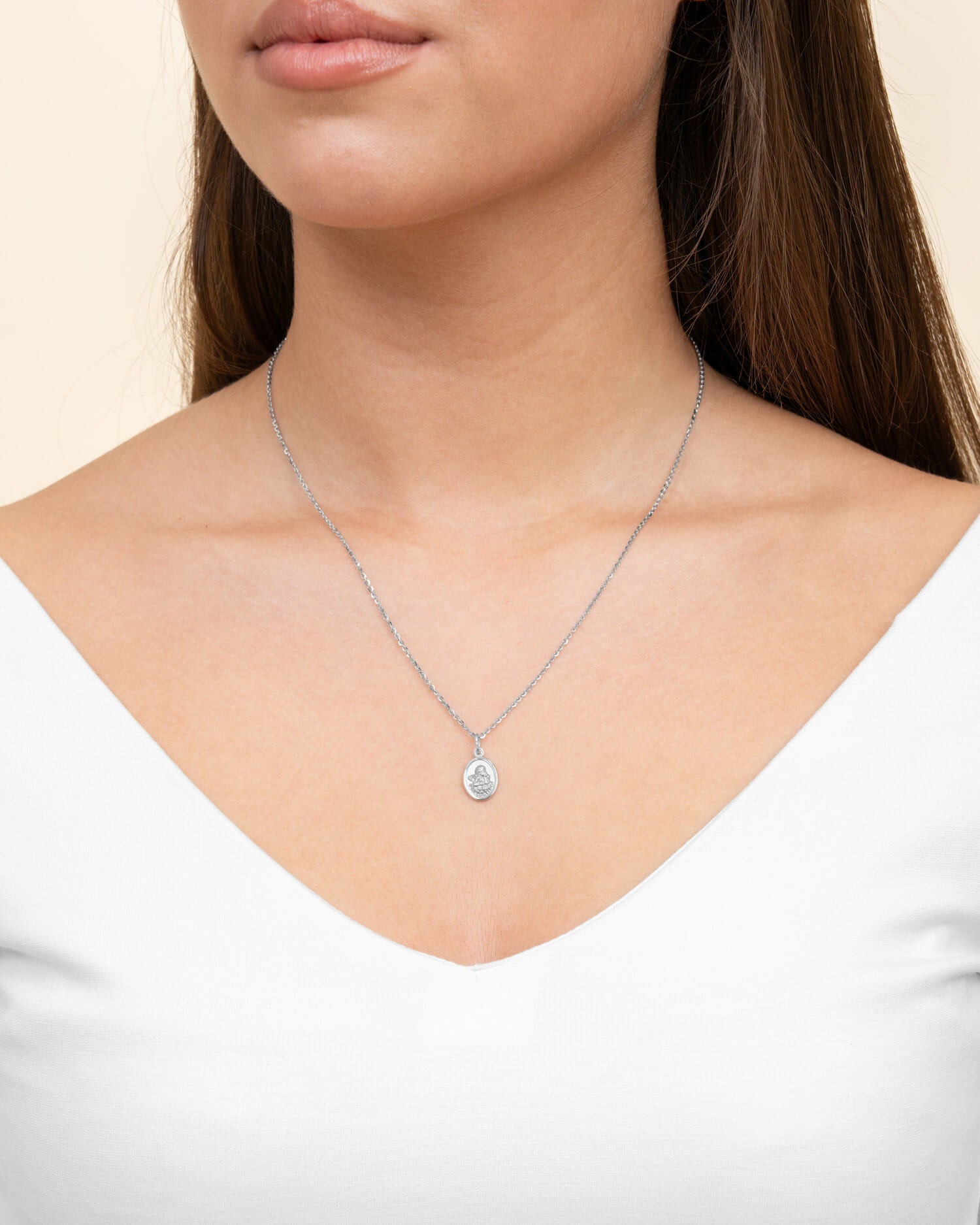 Graveerplaatjes hanger ketting beschermengel