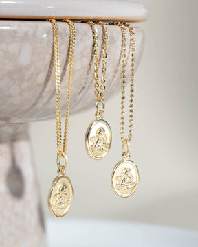 Graveerplaatjes hanger ketting beschermengel