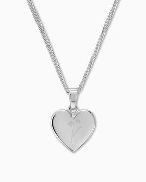 Geboorte bloem hart ketting graveren plaat hanger 12mm