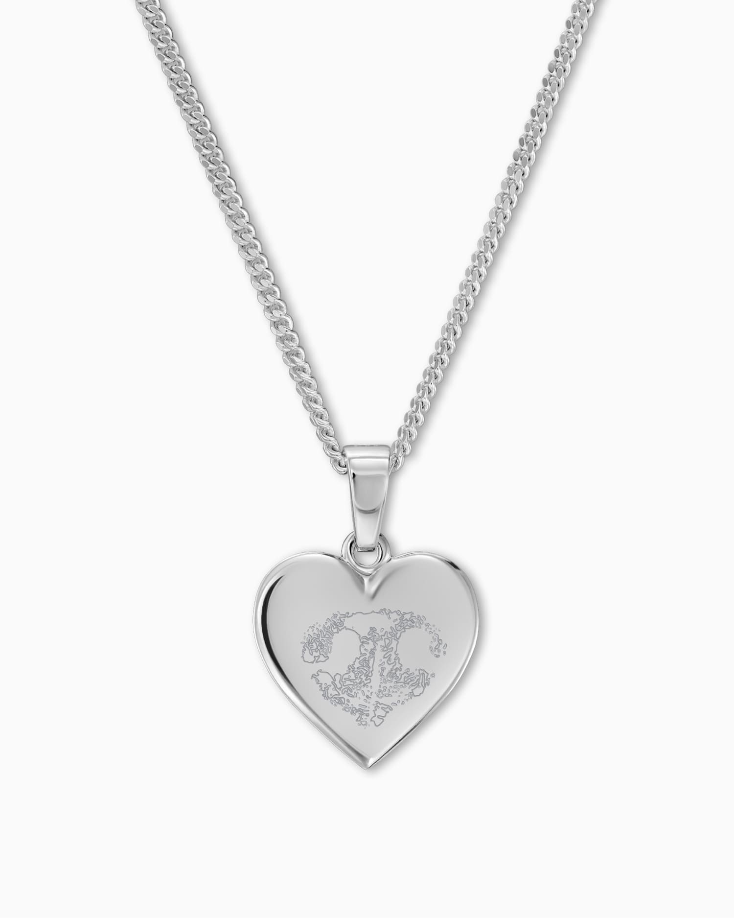 Neus print hart ketting graveerplaatje hanger 12mm