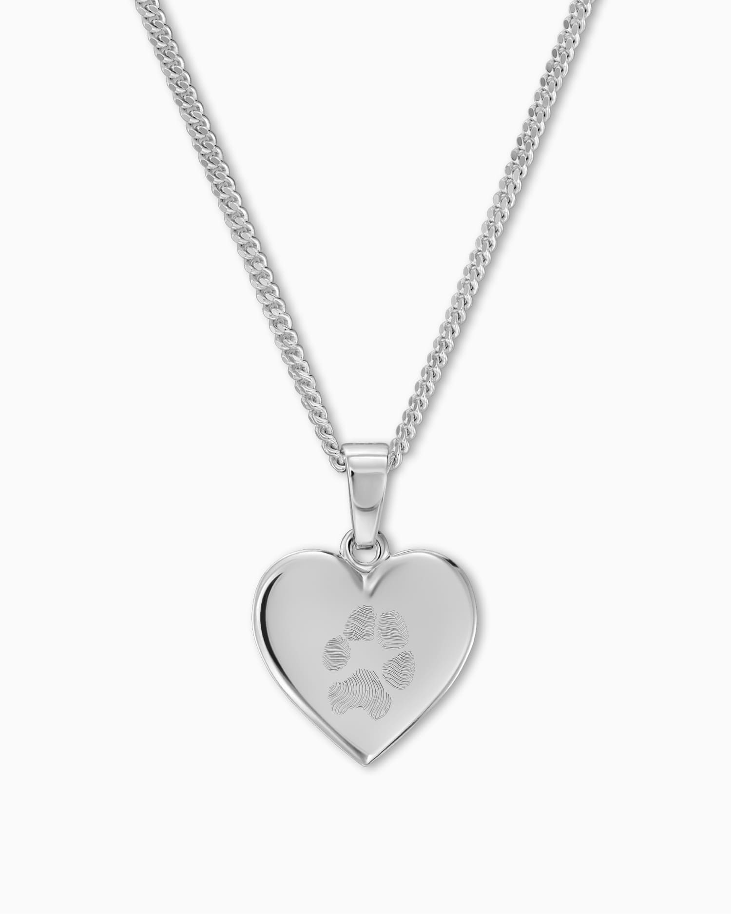 Paw print hart ketting graveerplaatje hanger 12mm