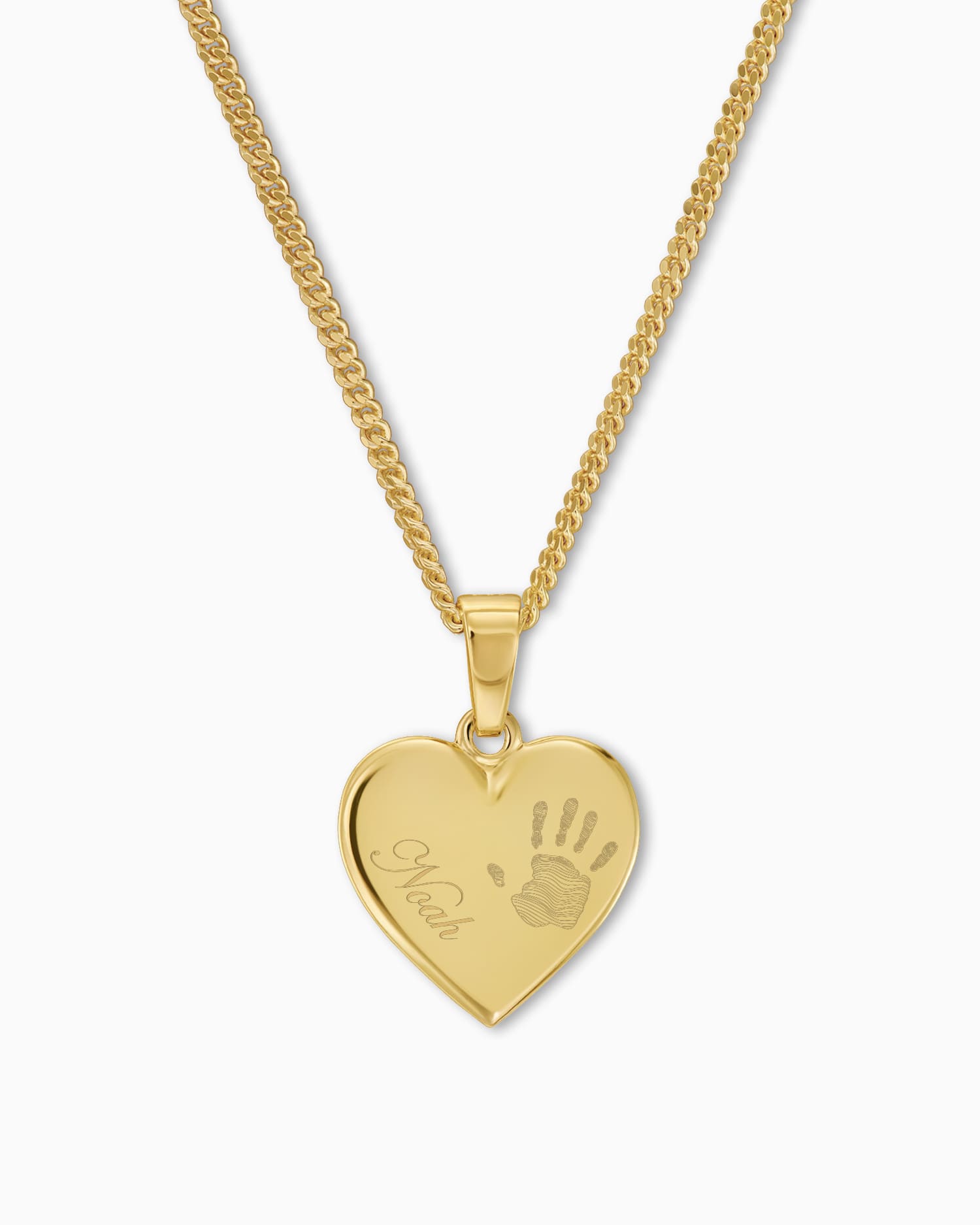 Handafdruk hart ketting graveerplaatje hanger 12mm