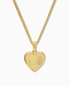 Handafdruk hart ketting graveerplaatje hanger 12mm
