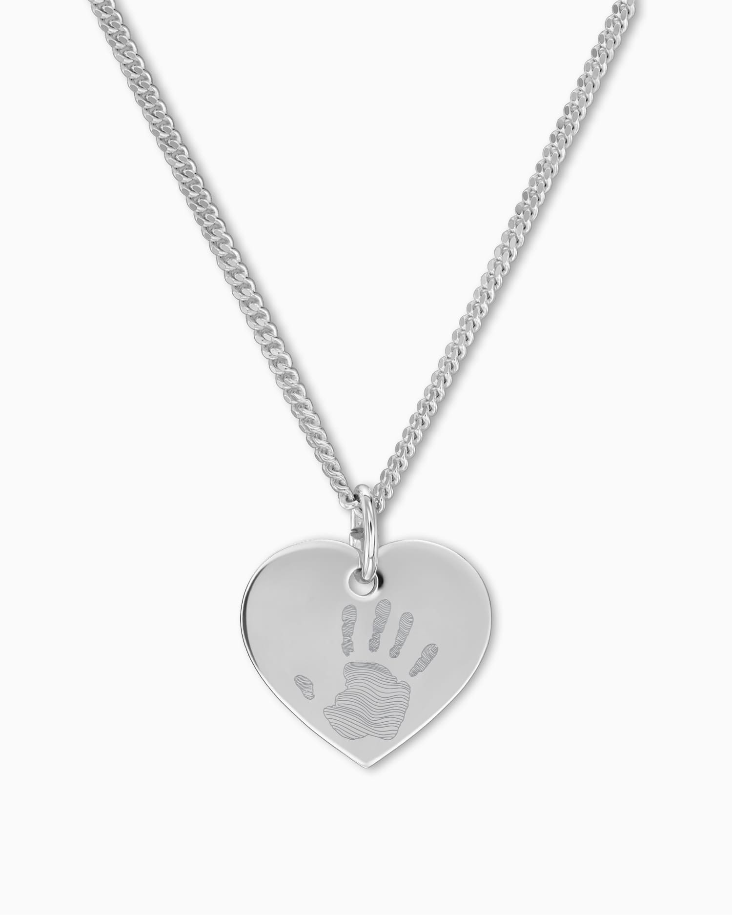 Handafdruk hart ketting graveerplaatje hanger 13mm
