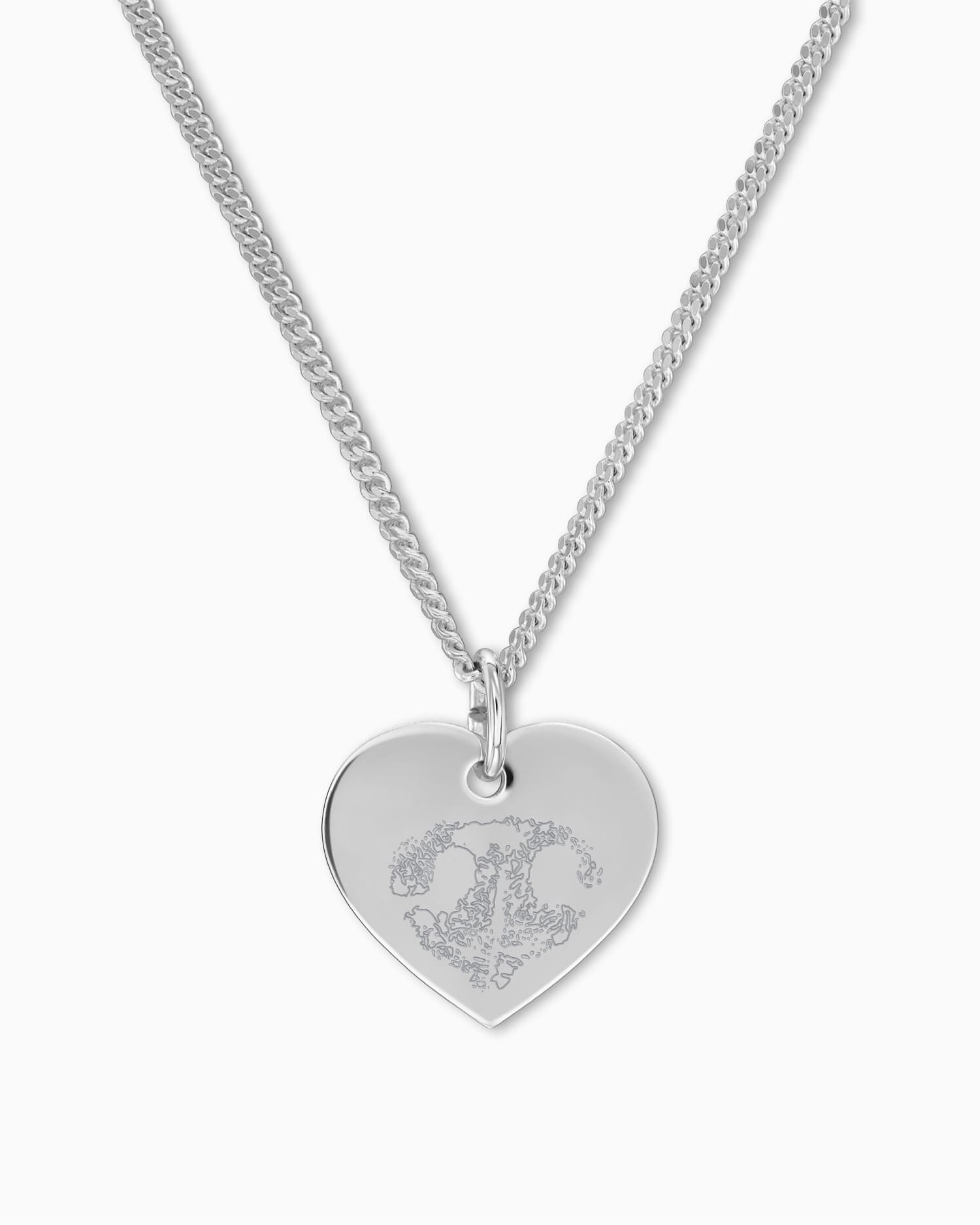 Neus print hart ketting graveerplaatje hanger 13mm