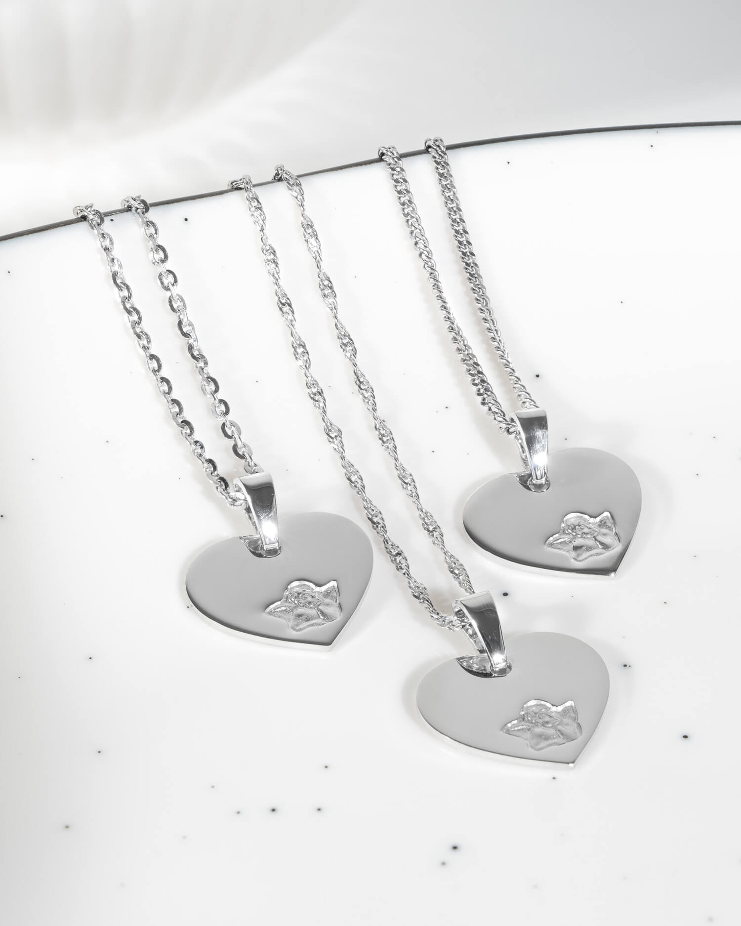 Graveerplaten hanger ketting hart beschermengel