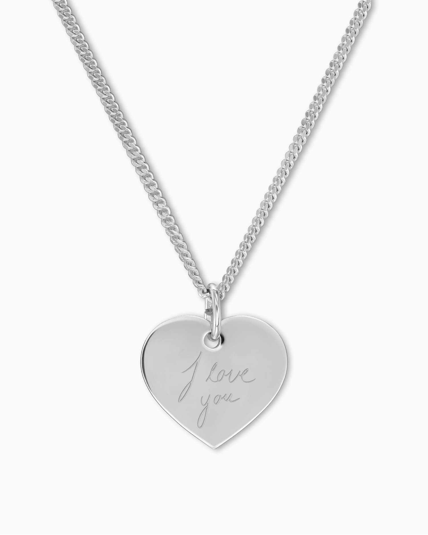 Handschrift Uploud hart halsketting graveerplaatje hanger 13mm