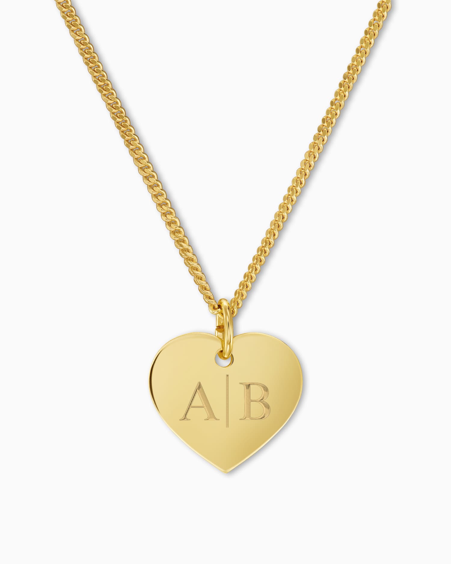 Initialen hart ketting graveerplaatje hanger 13mm