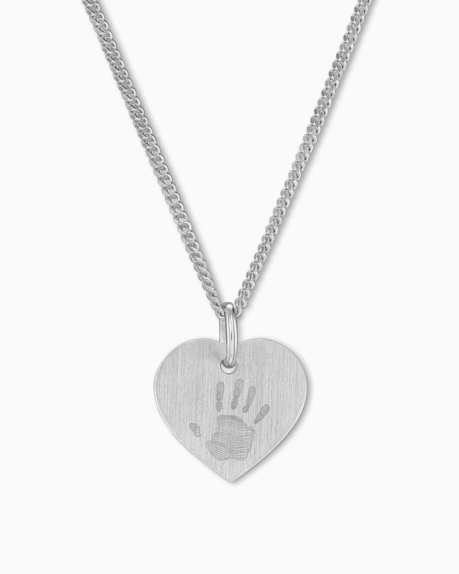 Handafdruk hart ketting graveerplaatje hanger 13mm