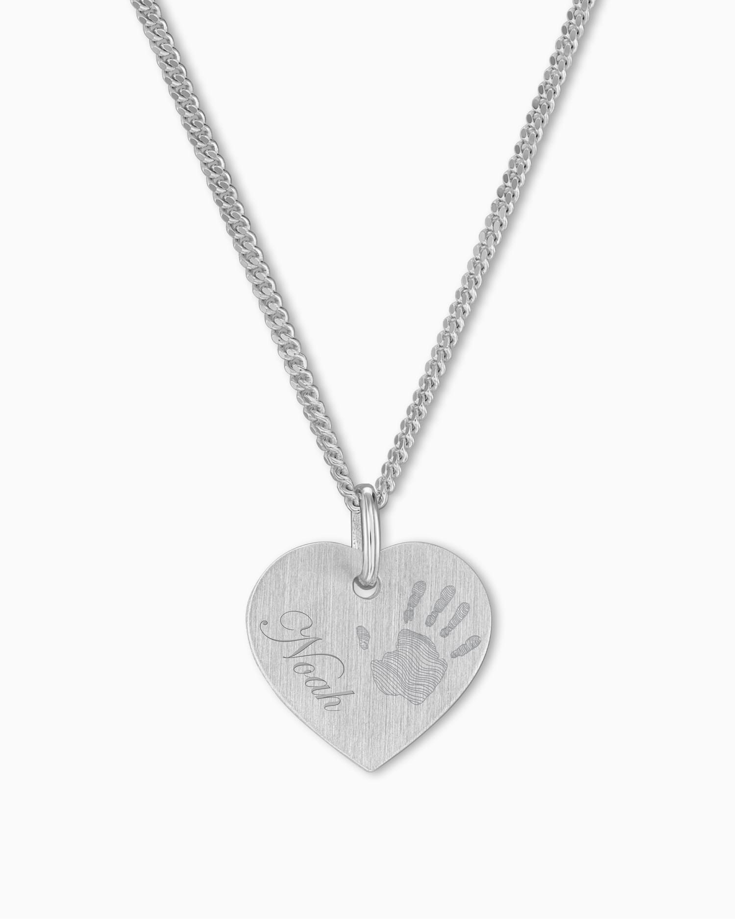 Handafdruk hart ketting graveerplaatje hanger 13mm