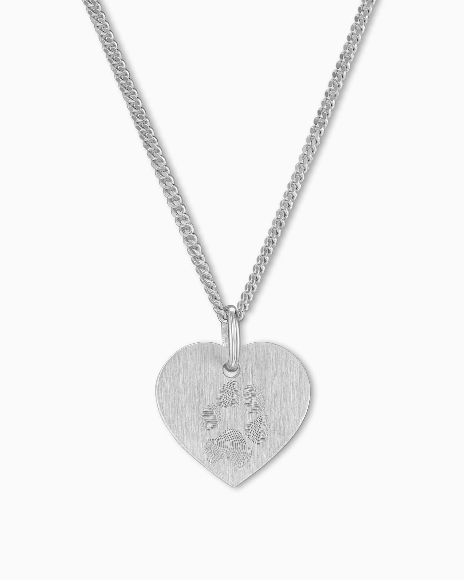 Paw print hart ketting graveerplaatje hanger 13mm