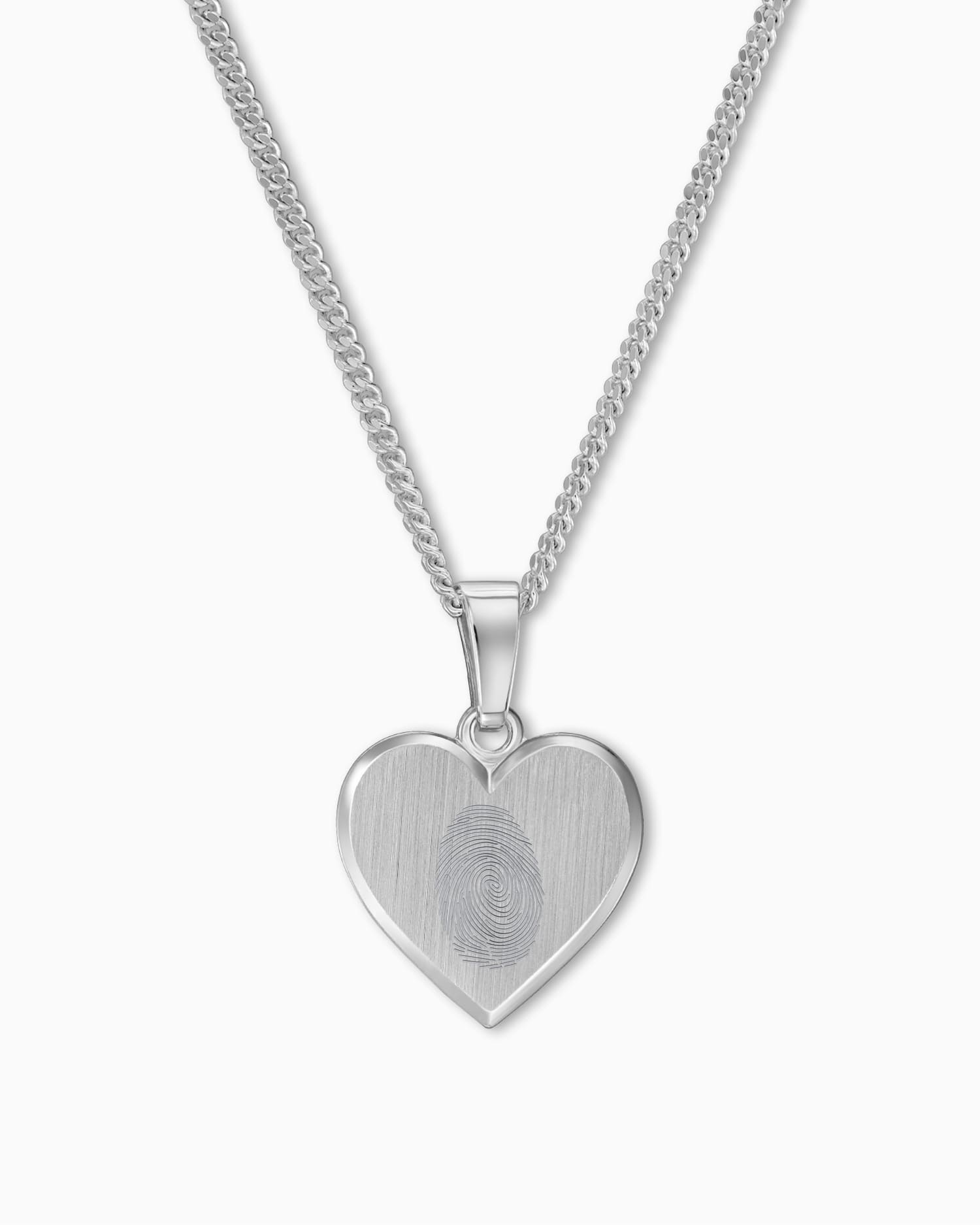 Vingerafdruk hart ketting graveren plaat hanger 12mm